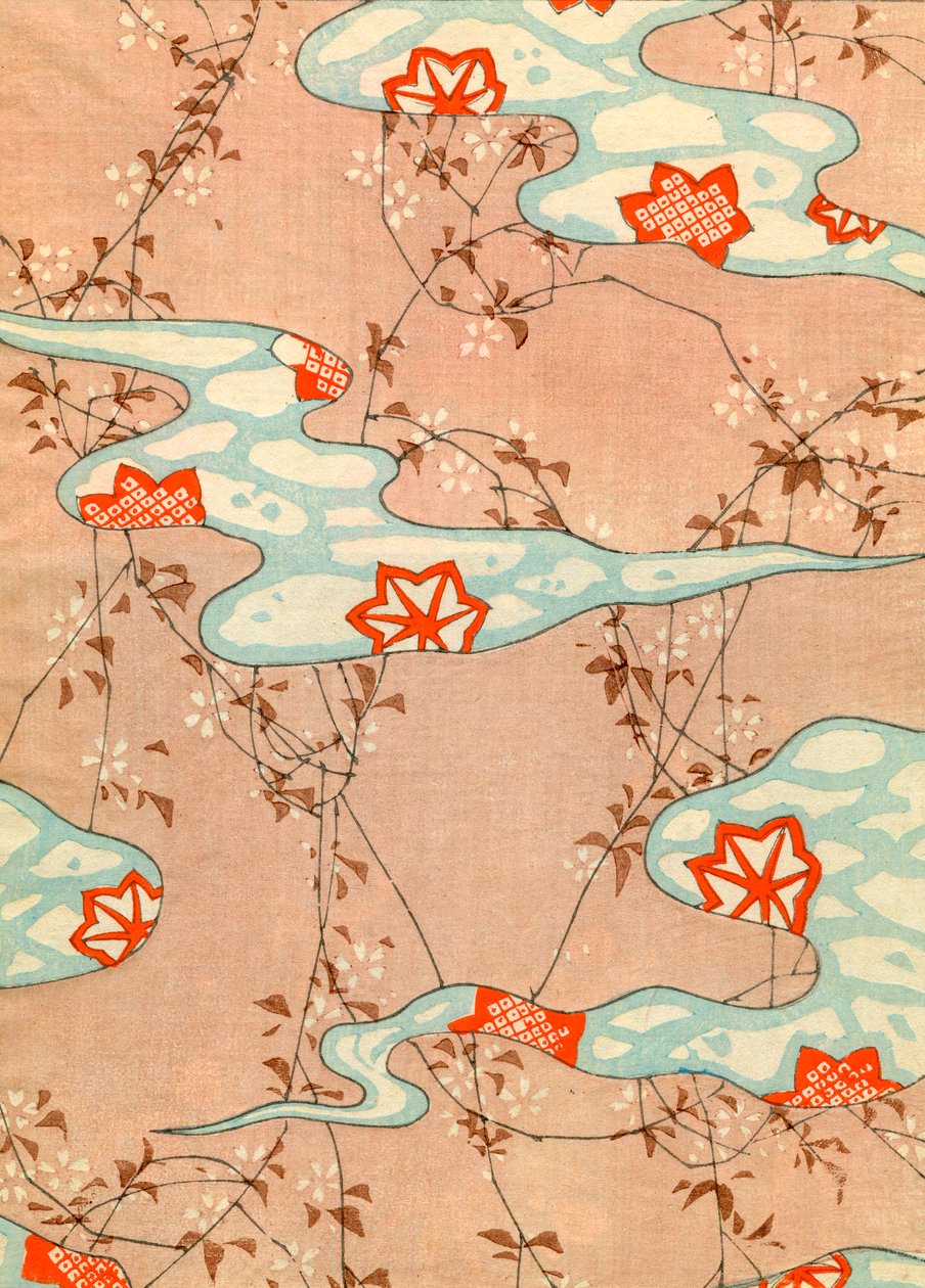 Stampa su legno di foglie autunnali da Japanese School