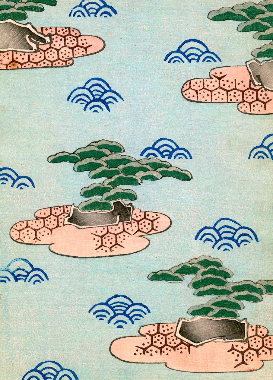 Stampa su legno di alberi su isole da Japanese School