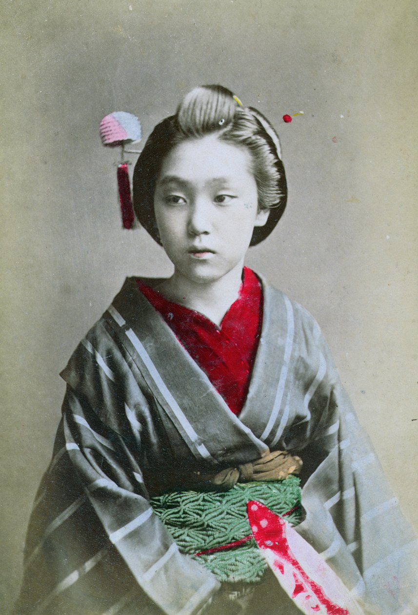 Giovane Ragazza in Kimono, c.1860-70 da Japanese School