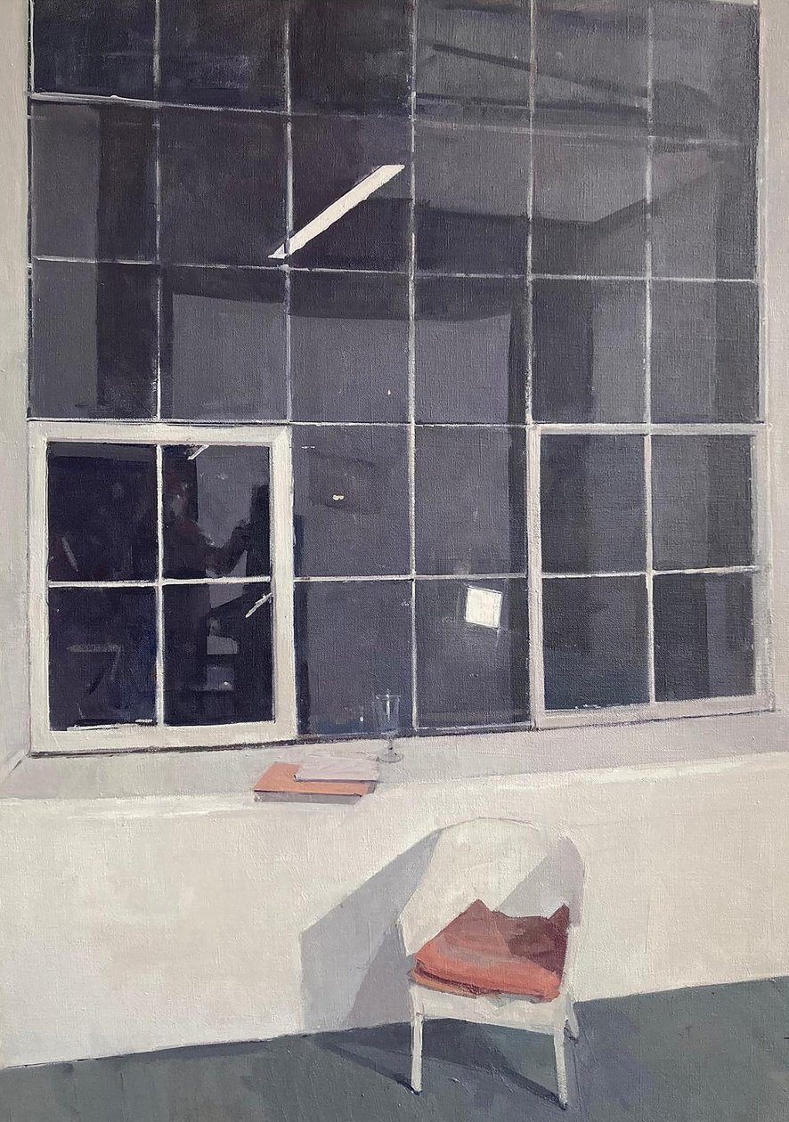 Interno di studio di notte, 2022 (olio su tela) da Jason Line