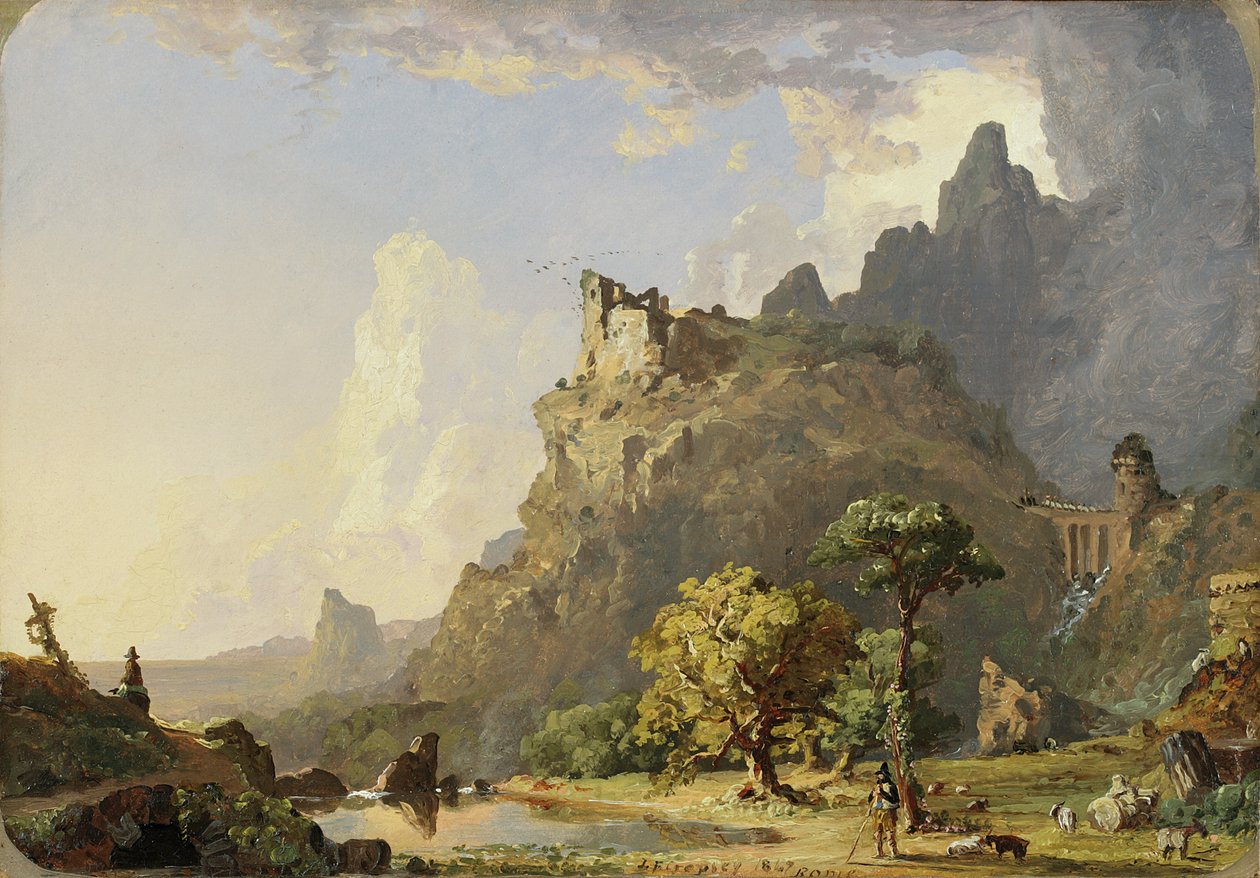 Paesaggio italiano vicino a Roma: Studio per un torrente di montagna, 1847 da Jasper Francis Cropsey