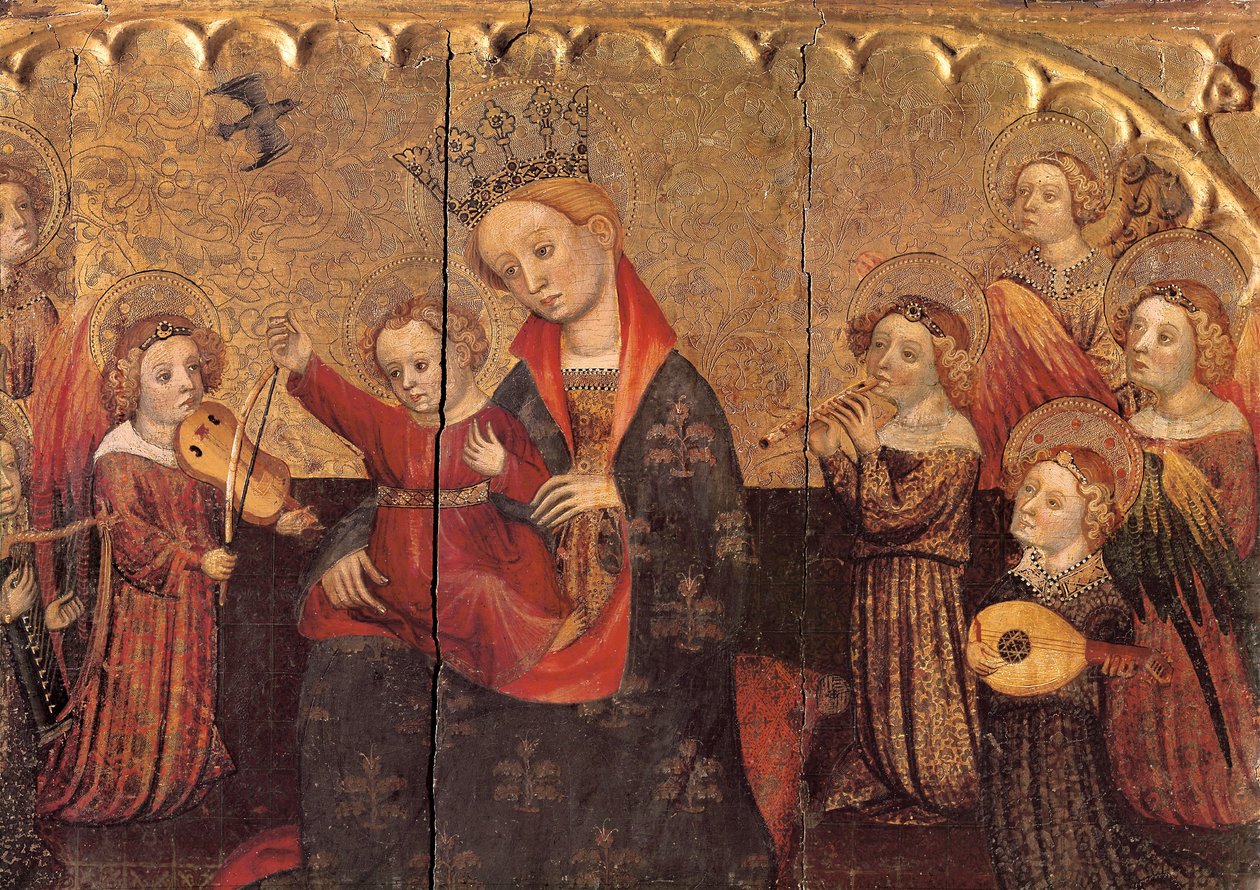 Scomparto di un altare con la Vergine e il Bambino e angeli musicisti, inizio XV secolo da Jaume Cabrera