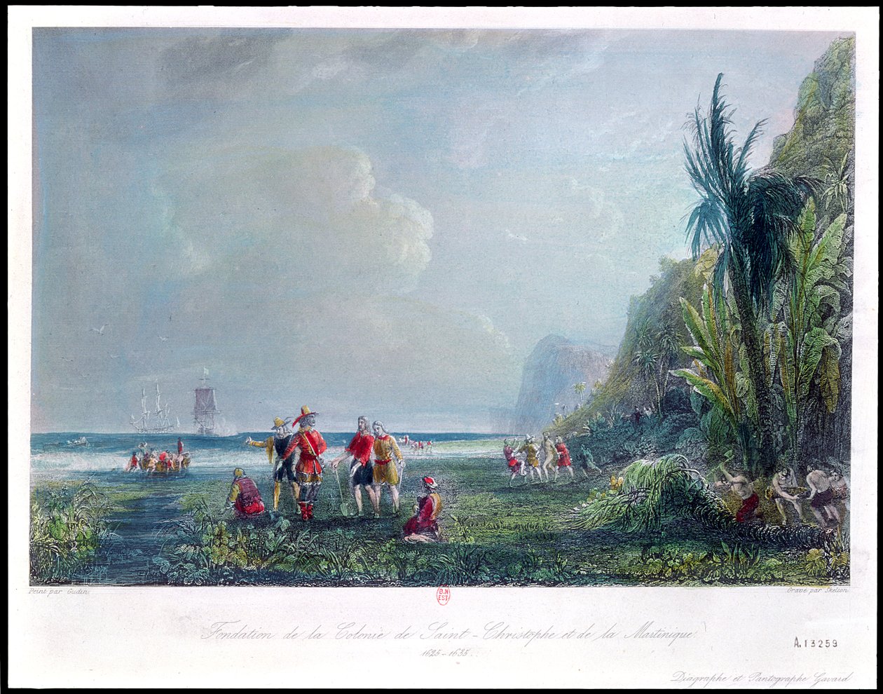 La fondazione della colonia di Saint-Christophe e Martinica da Jean Antoine Theodore Gudin