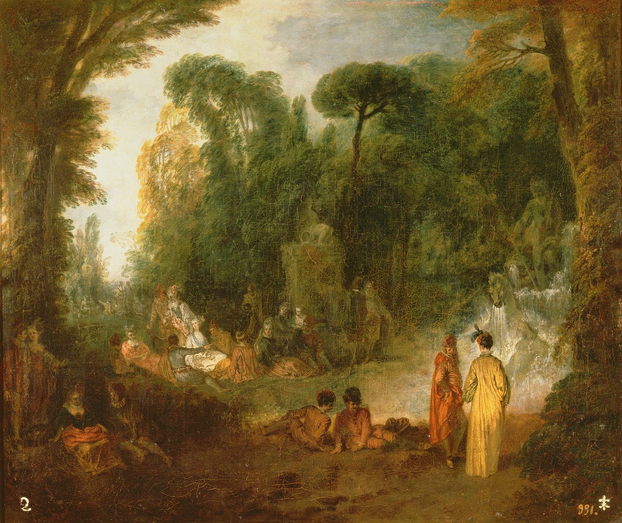 Riunione cortese in un parco, c.1712-13 da Jean Antoine Watteau