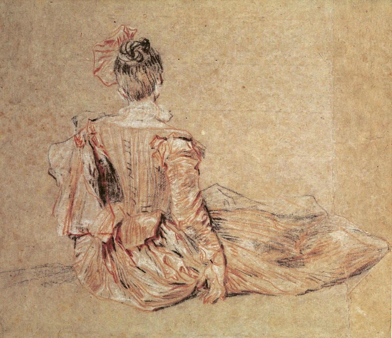 Studio di una donna vista di spalle, 1716-18 da Jean Antoine Watteau