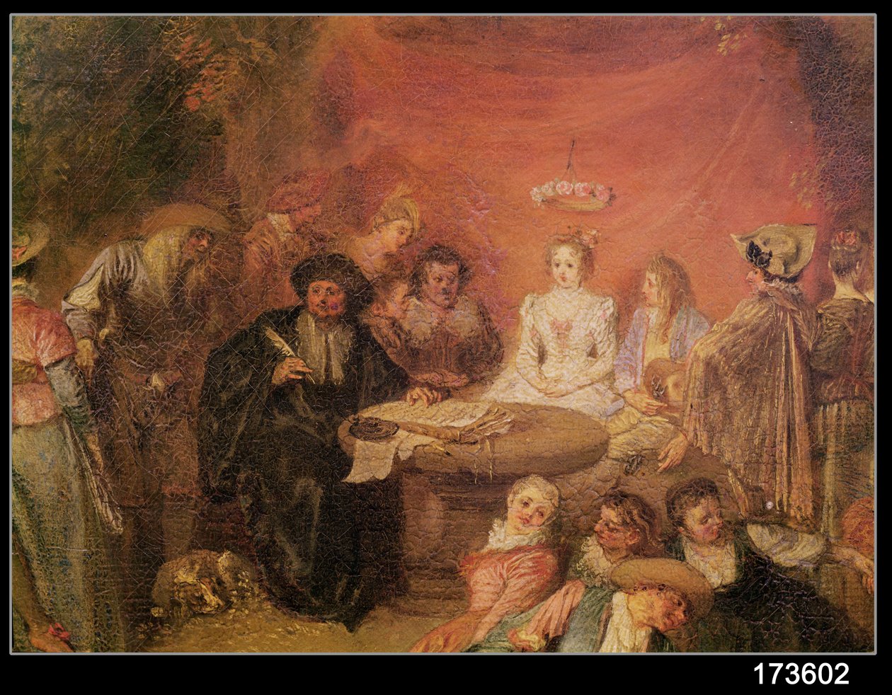 Il tavolo degli sposi, dettaglio da Il contratto di matrimonio, c.1712-13 (dettaglio) da Jean Antoine Watteau