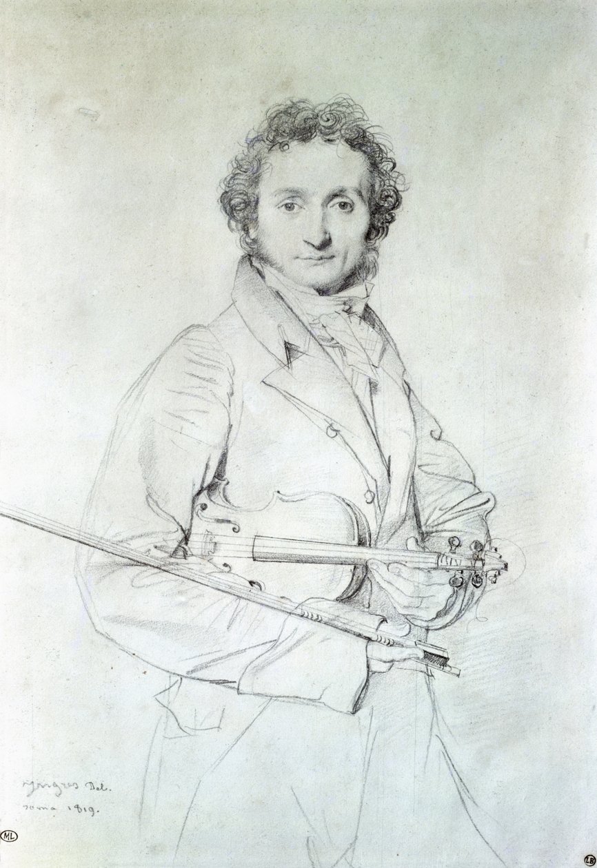 Ritratto di Niccolò Paganini (1782-1840) 1819 da Jean Auguste Dominique Ingres