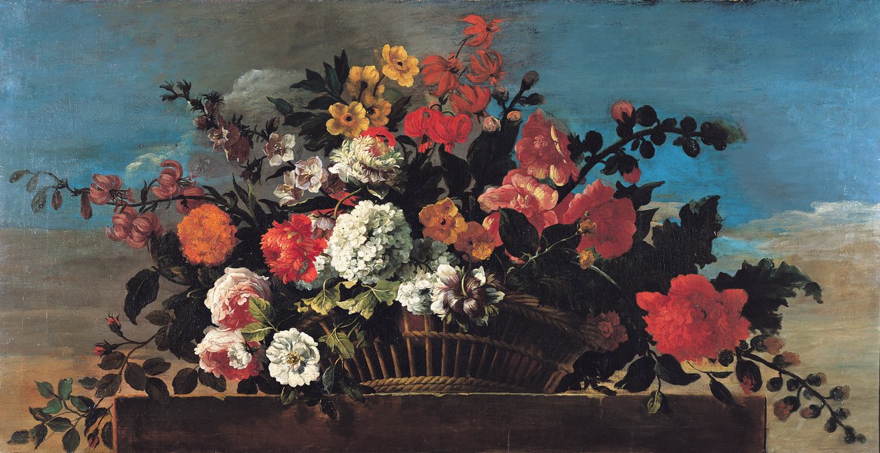 Cesto di fiori di vimini da Jean Baptiste Belin de Fontenay