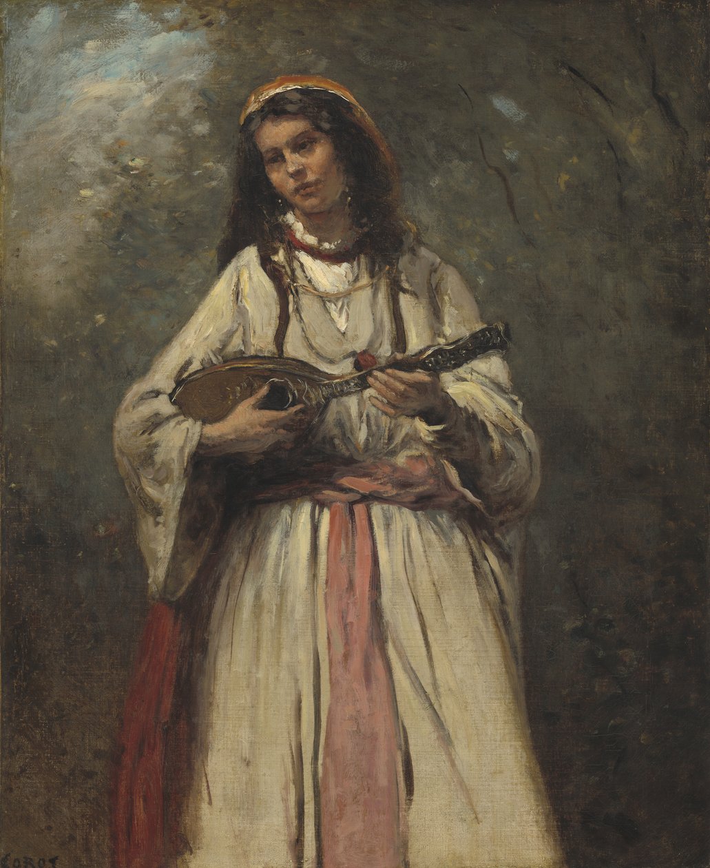 Ragazza gitana con mandolino, c.1870 da Jean Baptiste Camille Corot