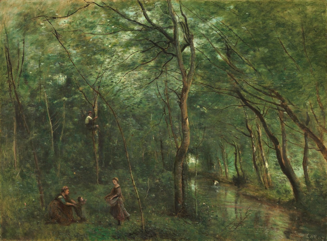 Raccoglitori di anguille da Jean Baptiste Camille Corot