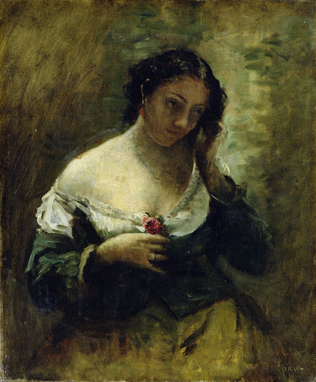 La ragazza con la rosa, c.1865 da Jean-Baptiste-Camille Corot