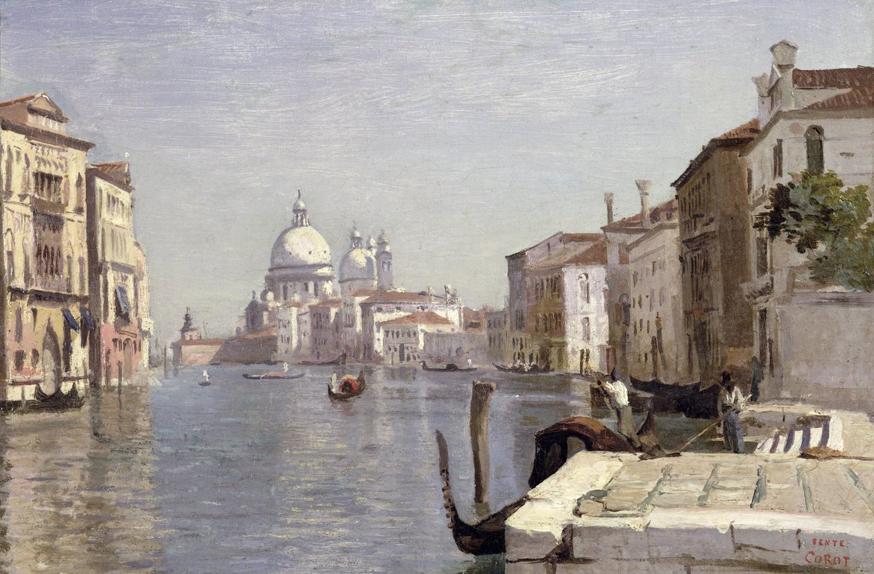Venezia - Veduta di Campo della Carità verso la Cupola della Salute, 1834 da Jean Baptiste Camille Corot