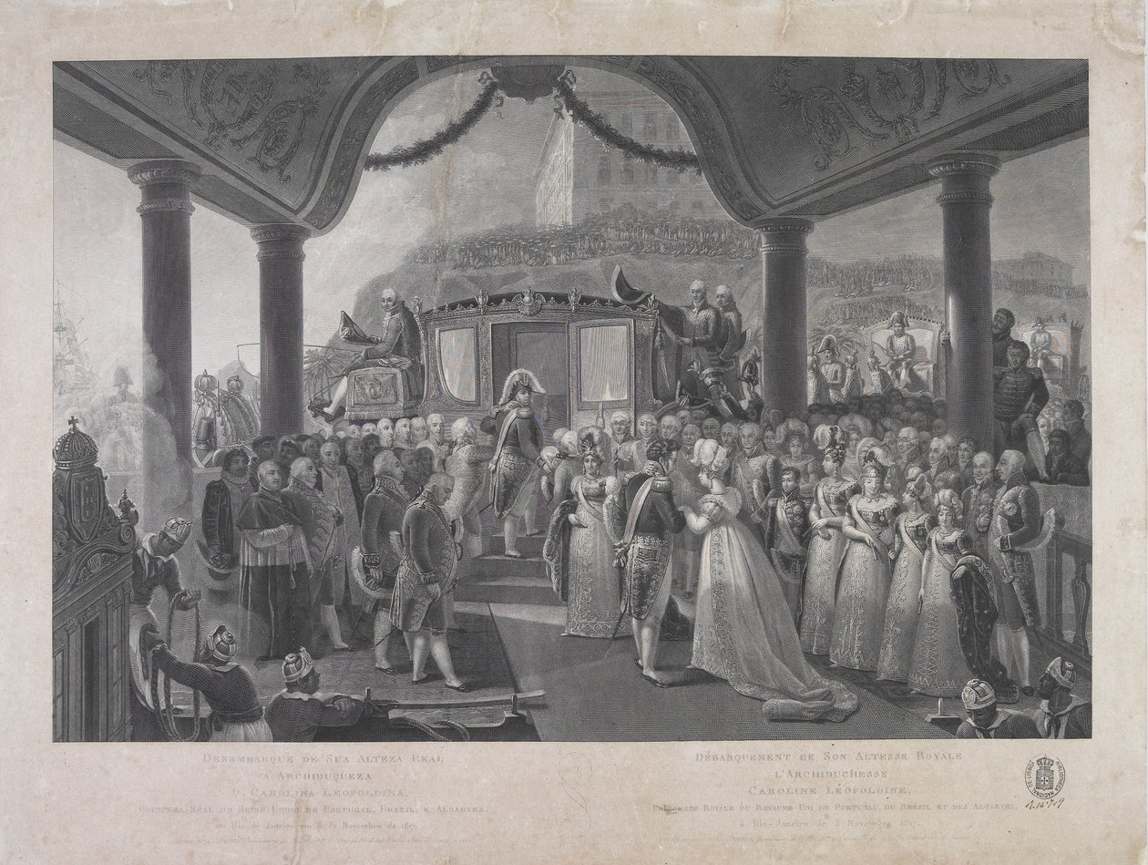 Sbarco di SAR Arciduchessa D. Carolina Leopoldina, Principessa Reale del Regno Unito di Portogallo, Brasile e Algarve, a Rio de Janeiro il 5 novembre 1817 da Jean Baptiste Debret