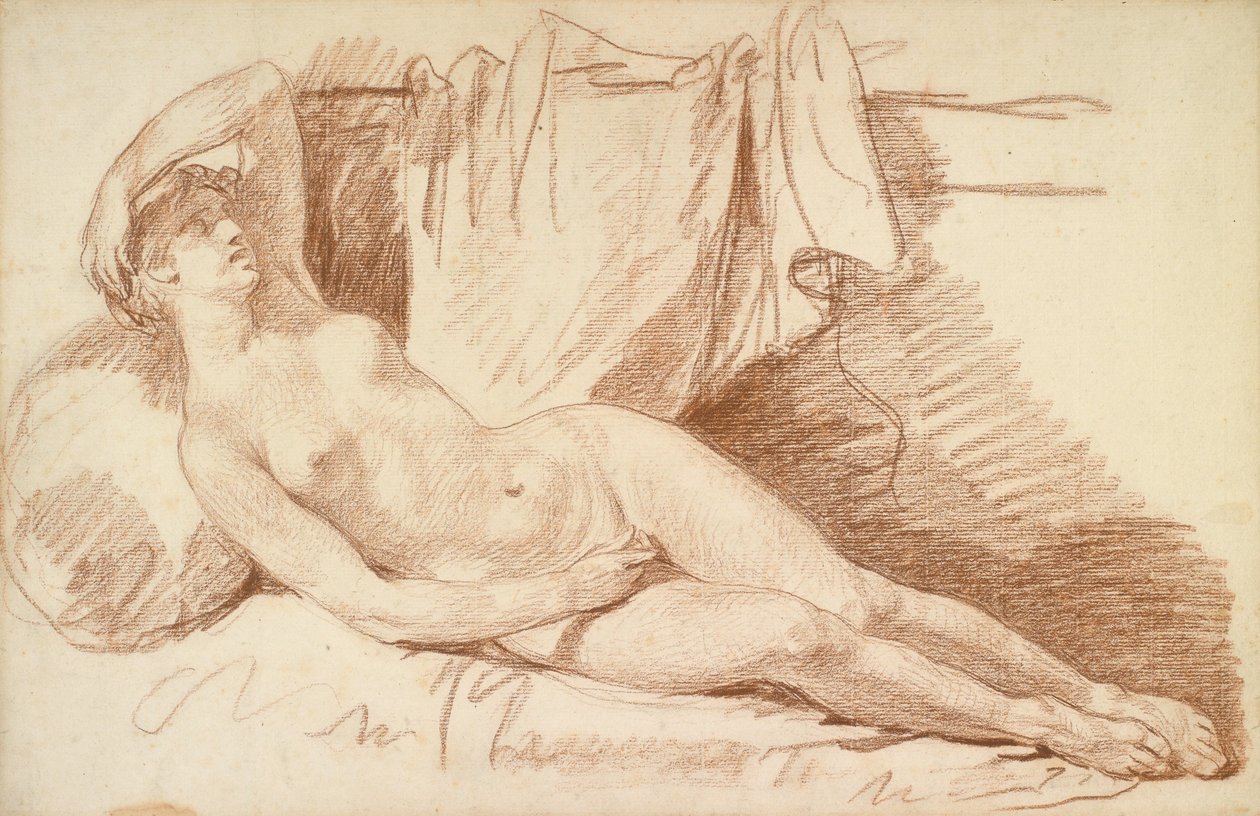 Nudo femminile reclinato: Studio per Egina visitata da Giove, c.1767 da Jean Baptiste Greuze