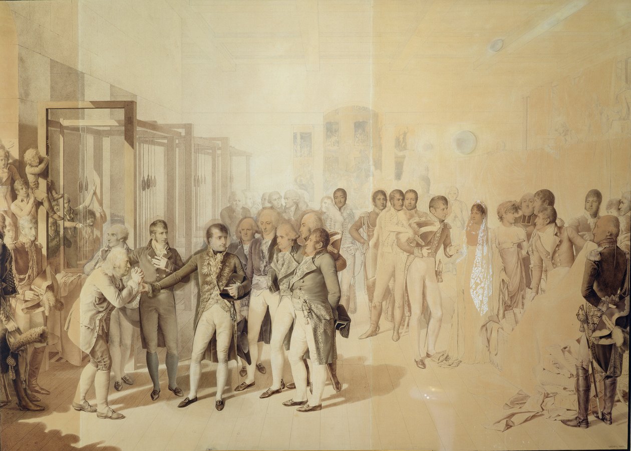 Napoleone I (1769-1821) Visita la Fabbrica dei Fratelli Sevene a Rouen, Novembre 1802, 1804 da Jean Baptiste Isabey