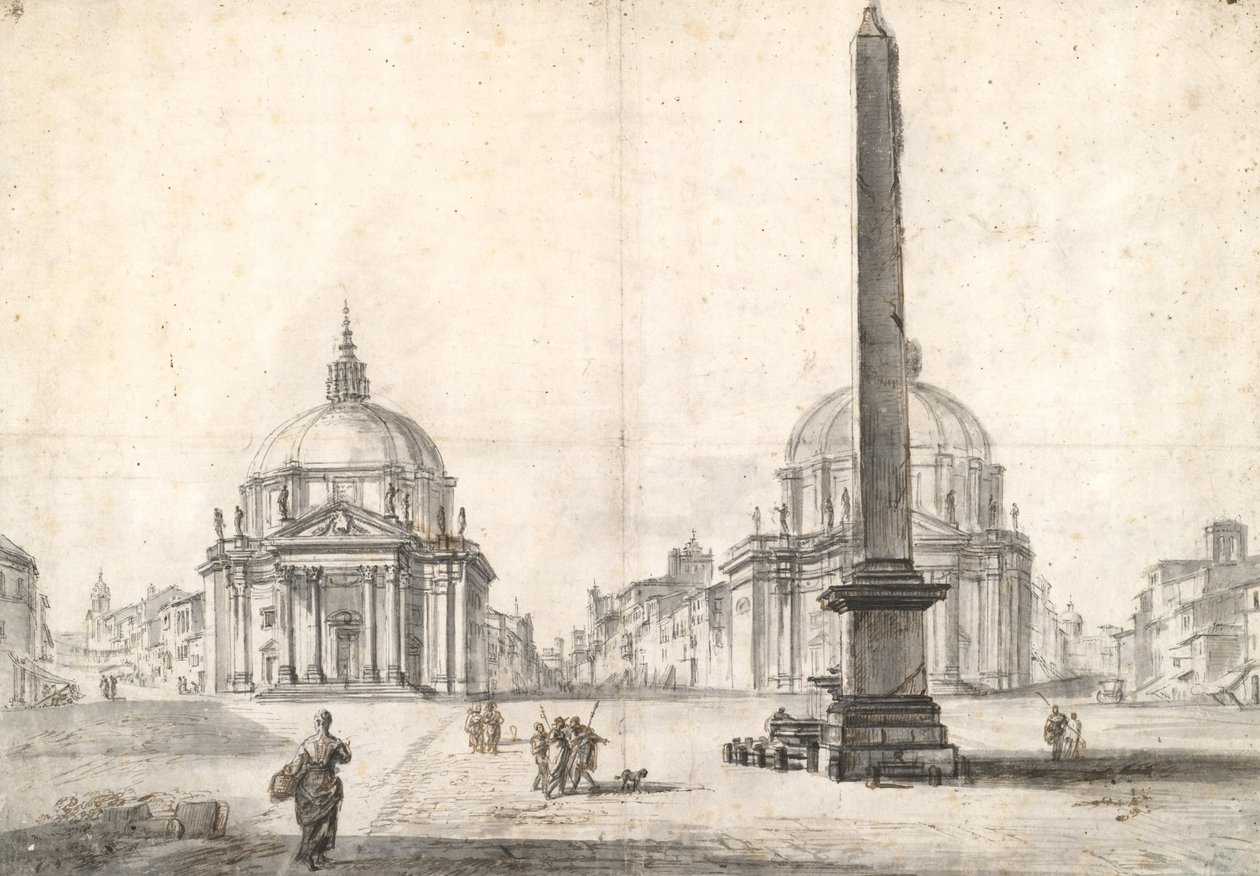 Piazza del Popolo, Roma da Jean Baptiste Lallemand