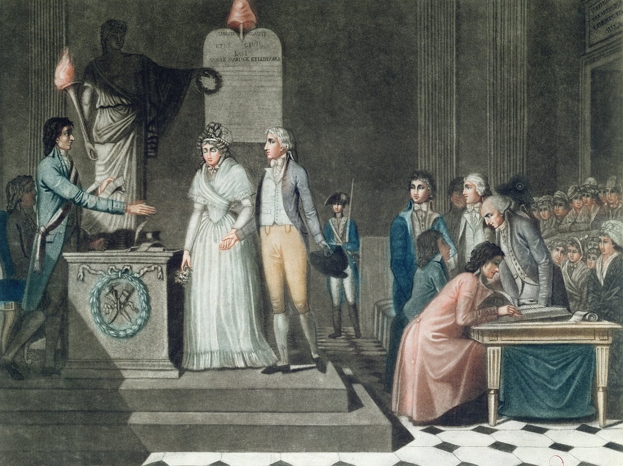 Il matrimonio repubblicano, inciso da Le Grand da Jean Baptiste Mallet