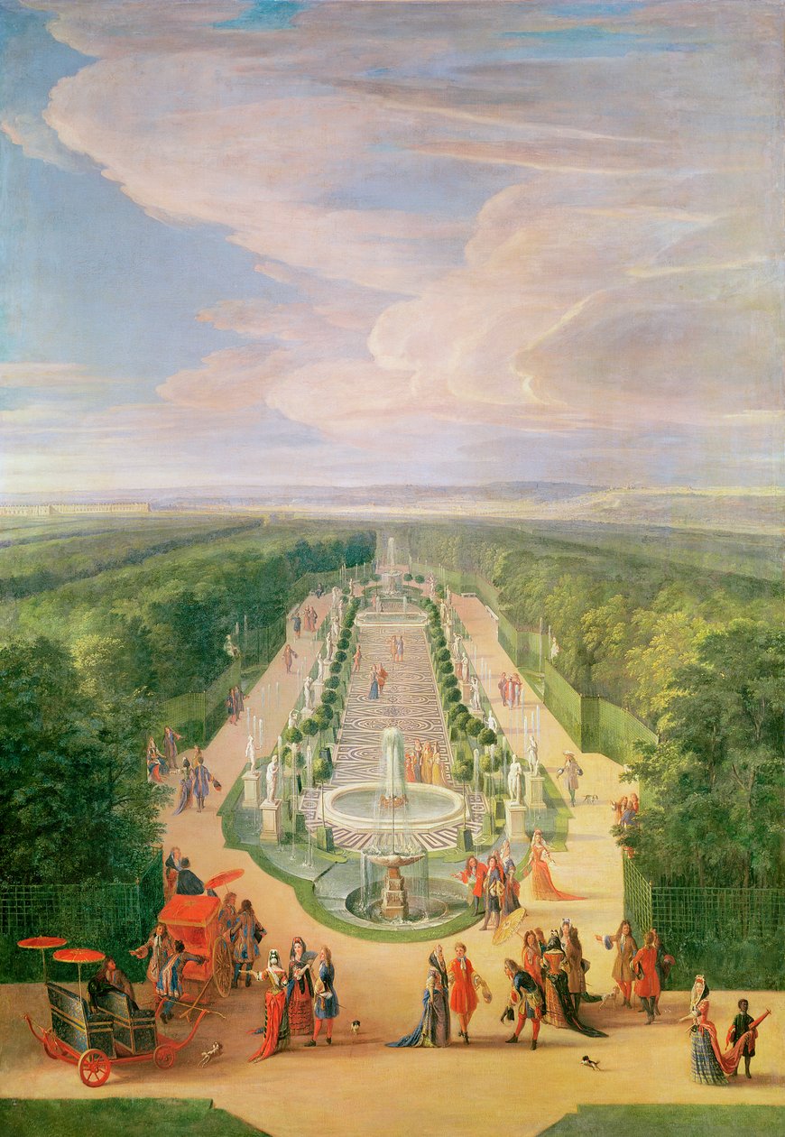 Vista prospettica del boschetto dalla Galerie des Antiques a Versailles, 1688 da Jean Baptiste Martin