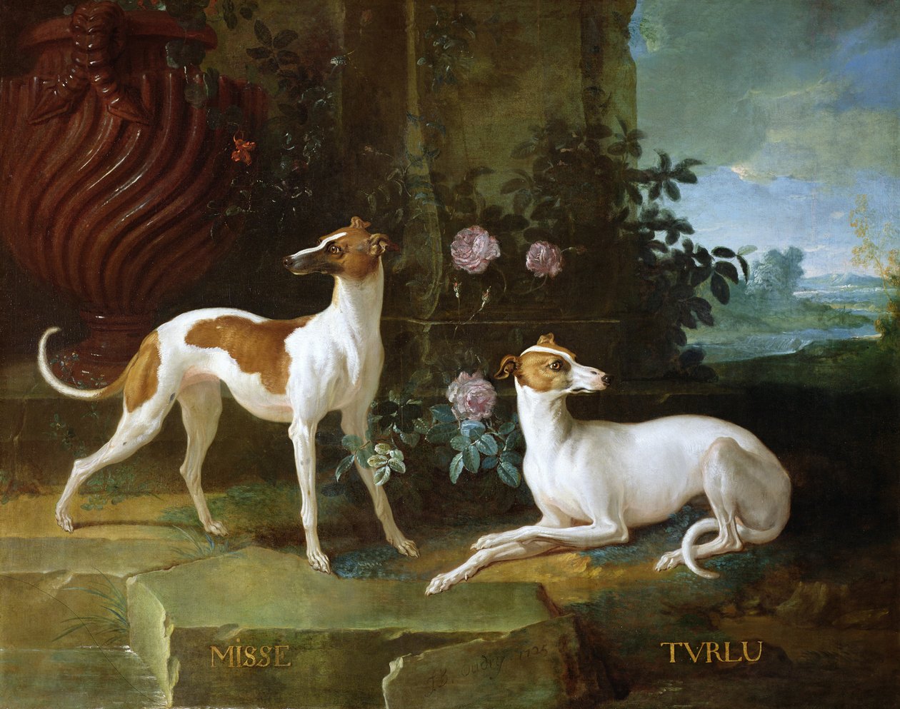 Misse e Turlu, due levrieri di Luigi XV da Jean Baptiste Oudry
