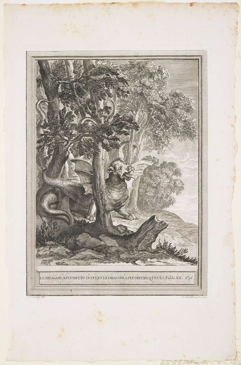 Il drago dalle molte code, Favola XII, c. 1753-1755 da Jean Baptiste Oudry