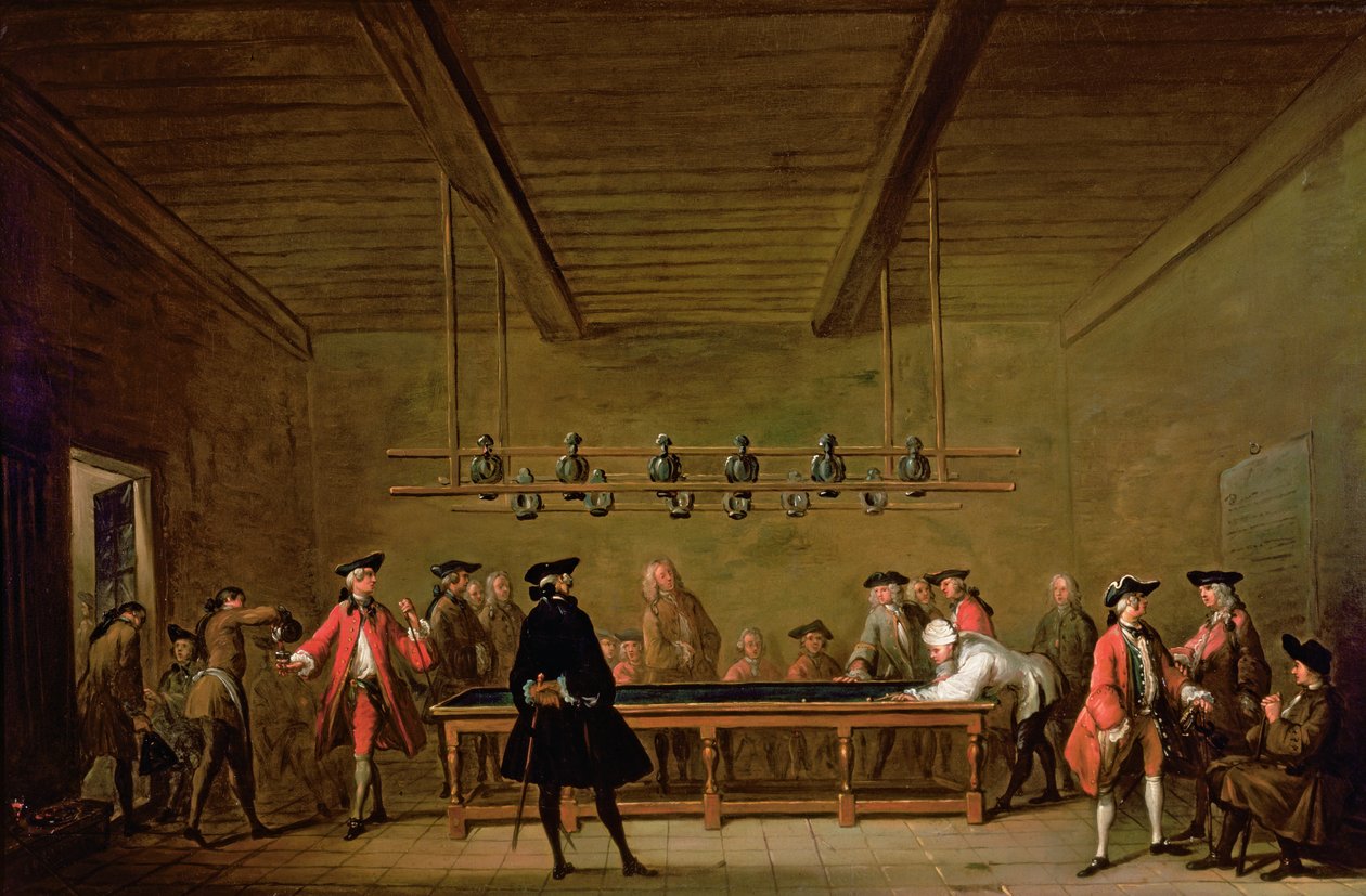 Una partita a biliardo, c.1720-26 da Jean Baptiste Simeon Chardin