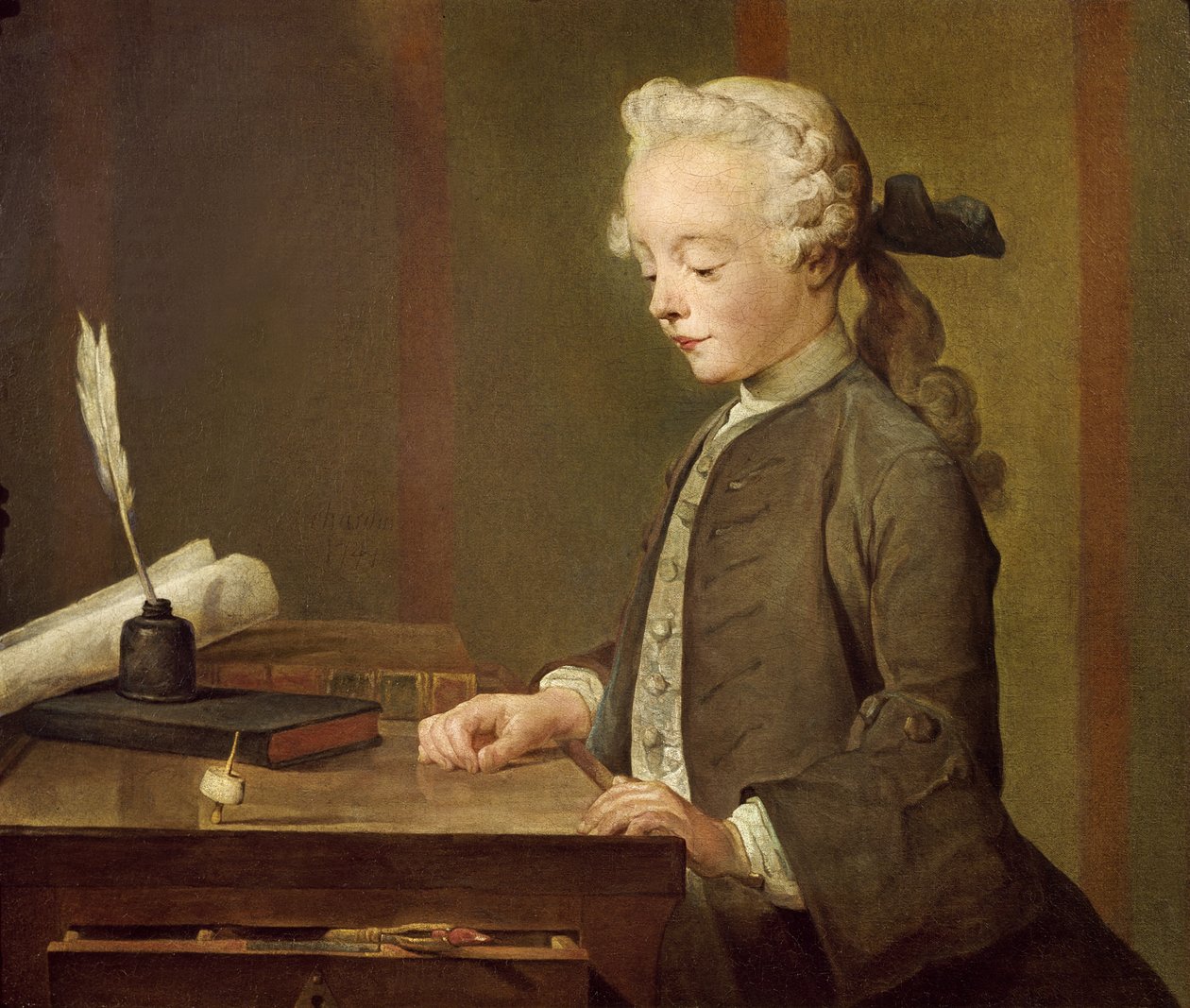 Il Bambino con una Trottola, Ritratto di Auguste-Gabriel Godefroy, 1741 da Jean Baptiste Simeon Chardin