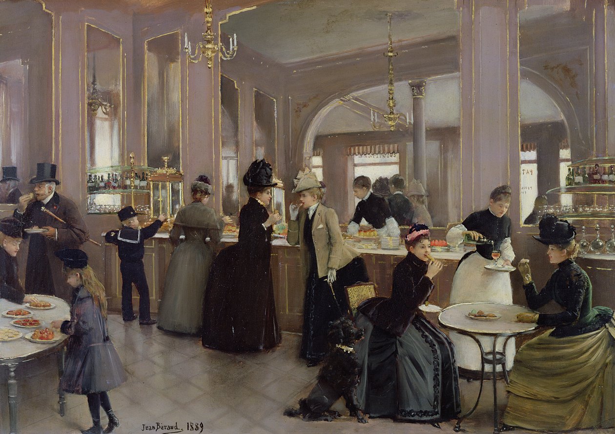 La Patisserie Gloppe, Champs Elysées, Parigi, 1889 da Jean Beraud