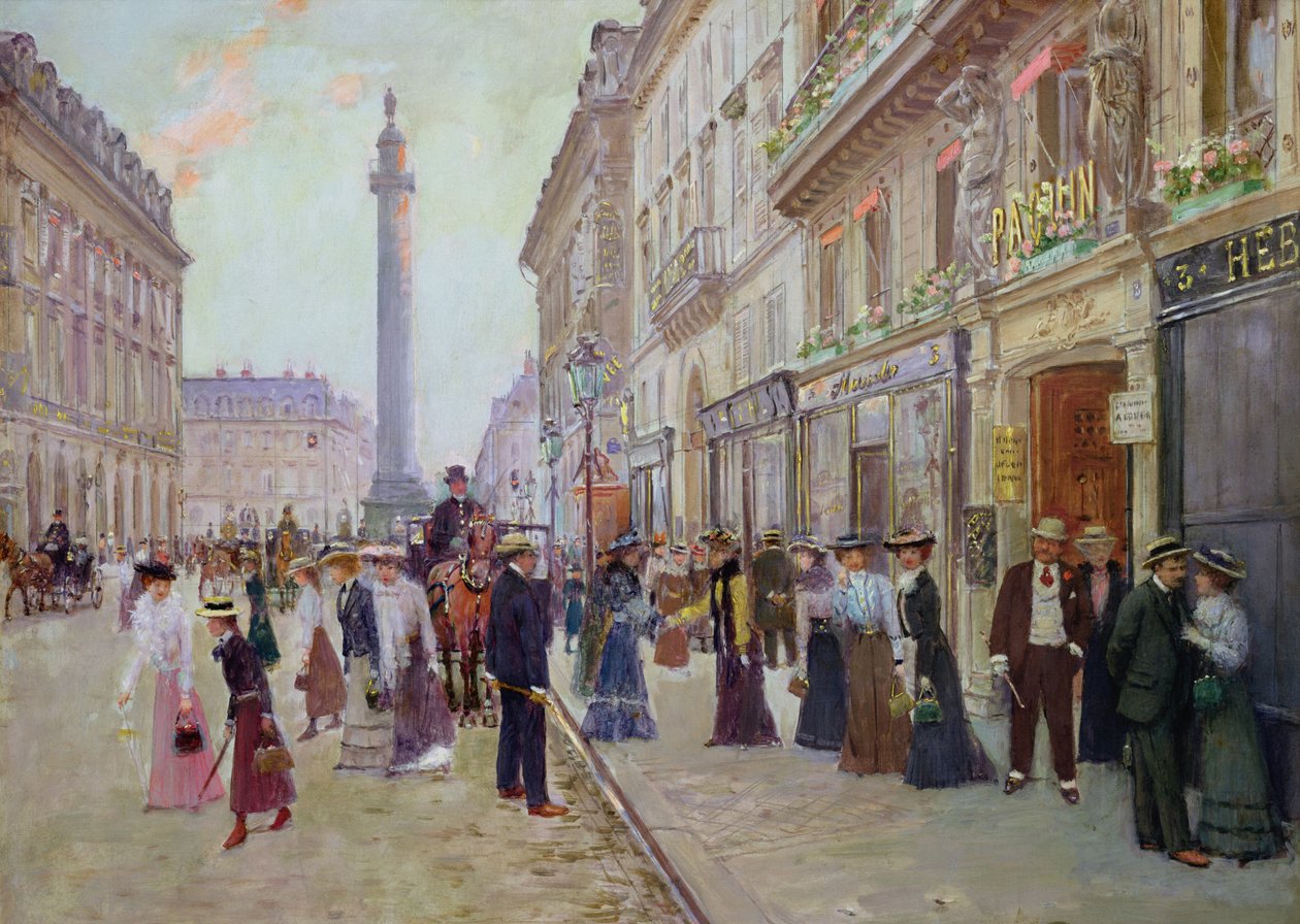 Operai che lasciano la Maison Paquin, in rue de la Paix, c.1900 da Jean Beraud