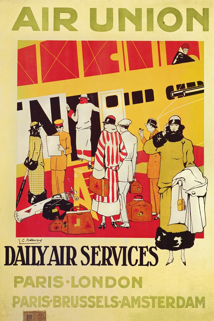 Poster pubblicitario Air Union, c.1925 da Jean Camille Bellaigue