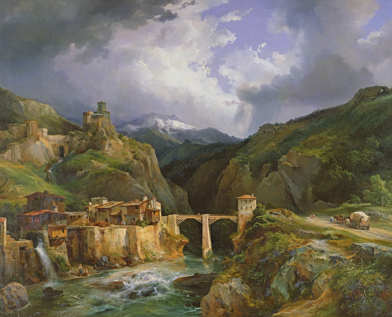Villaggio e ponte di Crevola sulla strada dal Sempione a Domodossola, 1832 da Jean Charles Joseph Rémond
