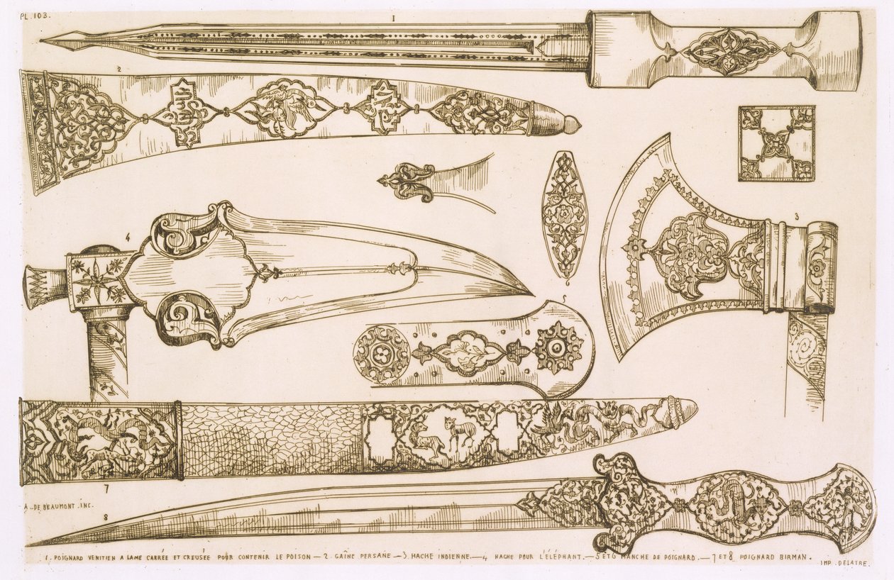 Disegni islamici e moreschi per lame di coltelli, da 