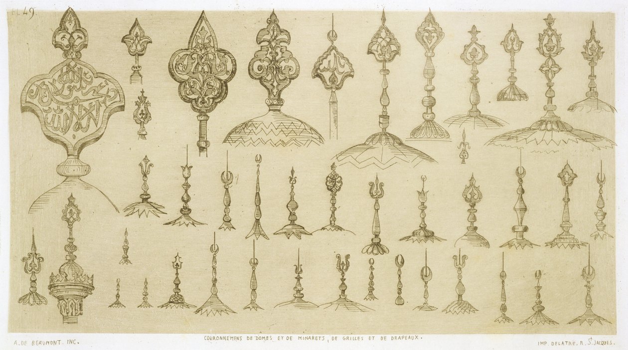 Pomelli ornamentali a forma di cupole e minareti, da 