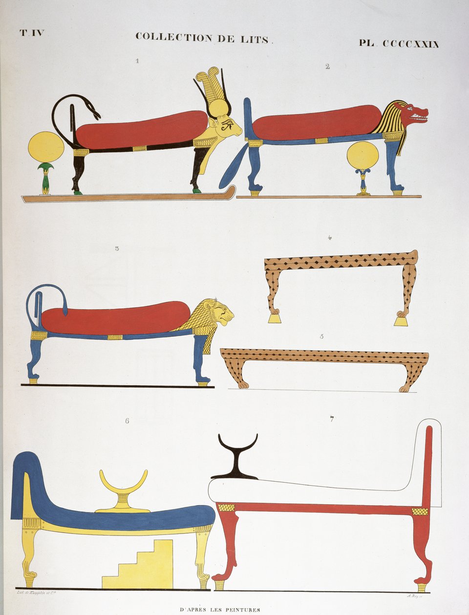 Collezione di letti egiziani antichi da Jean Francois Champollion
