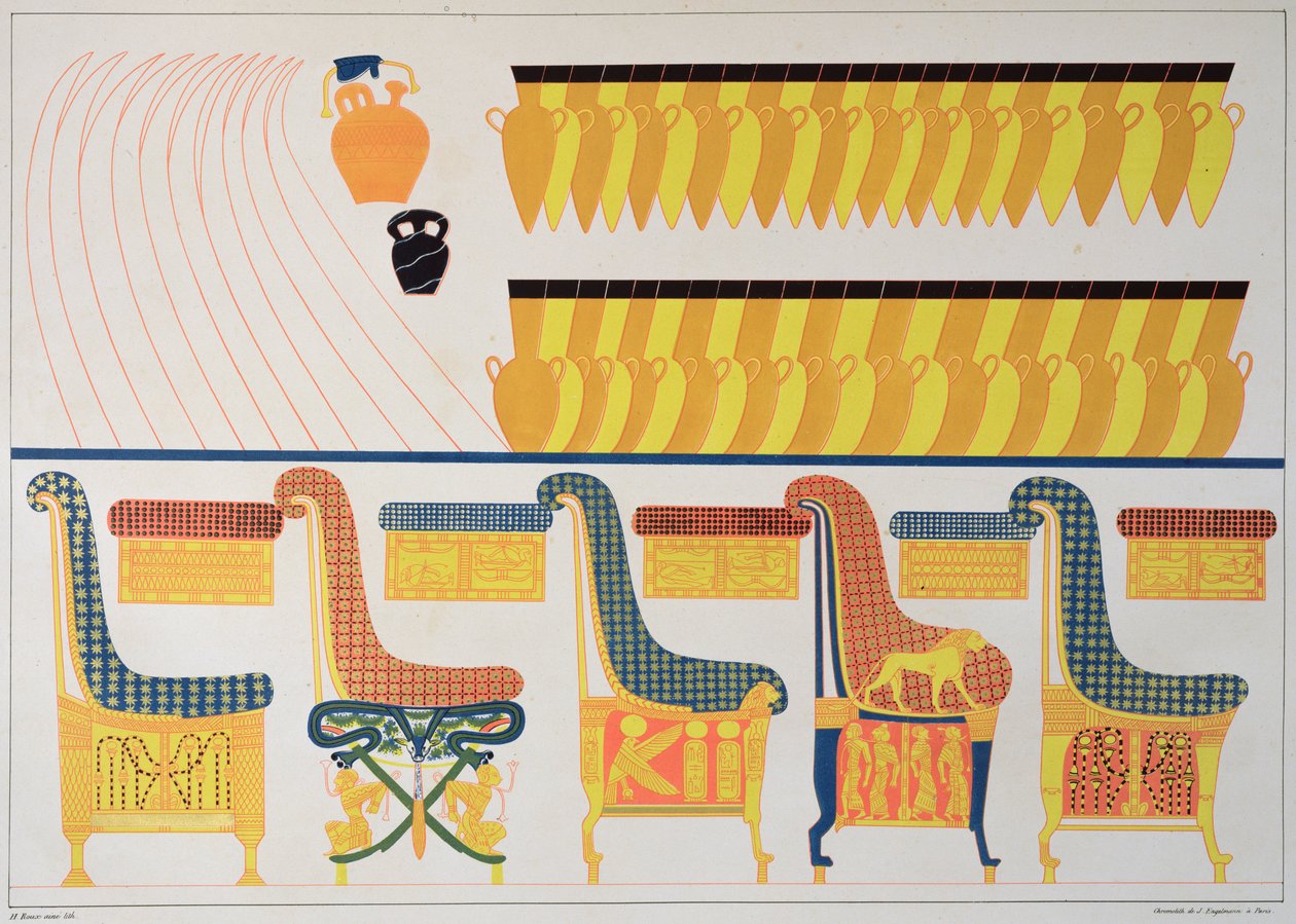 Affreschi di mobili dalla tomba di Ramses IV da Jean Francois Champollion