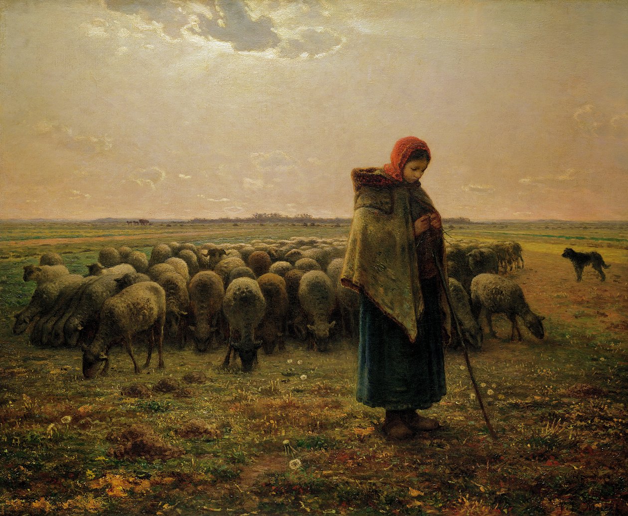 Pastorella con il suo gregge, 1863 da Jean Francois Millet