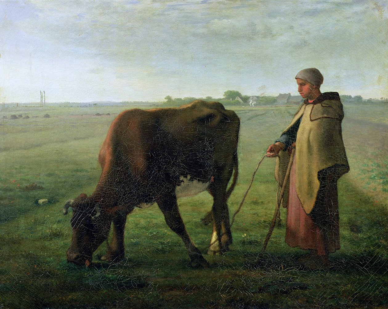 Donna che pascola la sua mucca, 1858 da Jean Francois Millet