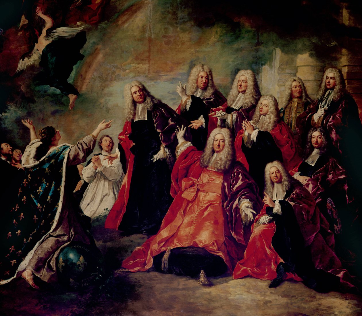 Ex-Voto. Das Corps de Ville fordert die Rückkehr des guten Wetters, Detail des Corps de Ville, 1726 von Jean-François de Troy