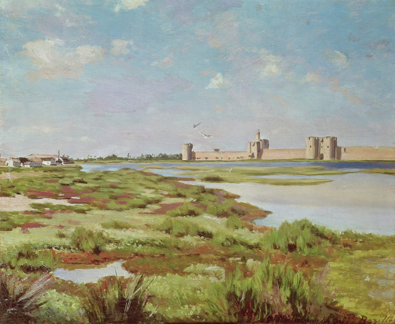 Le mura della città di Aigues-Mortes da Jean Frederic Bazille