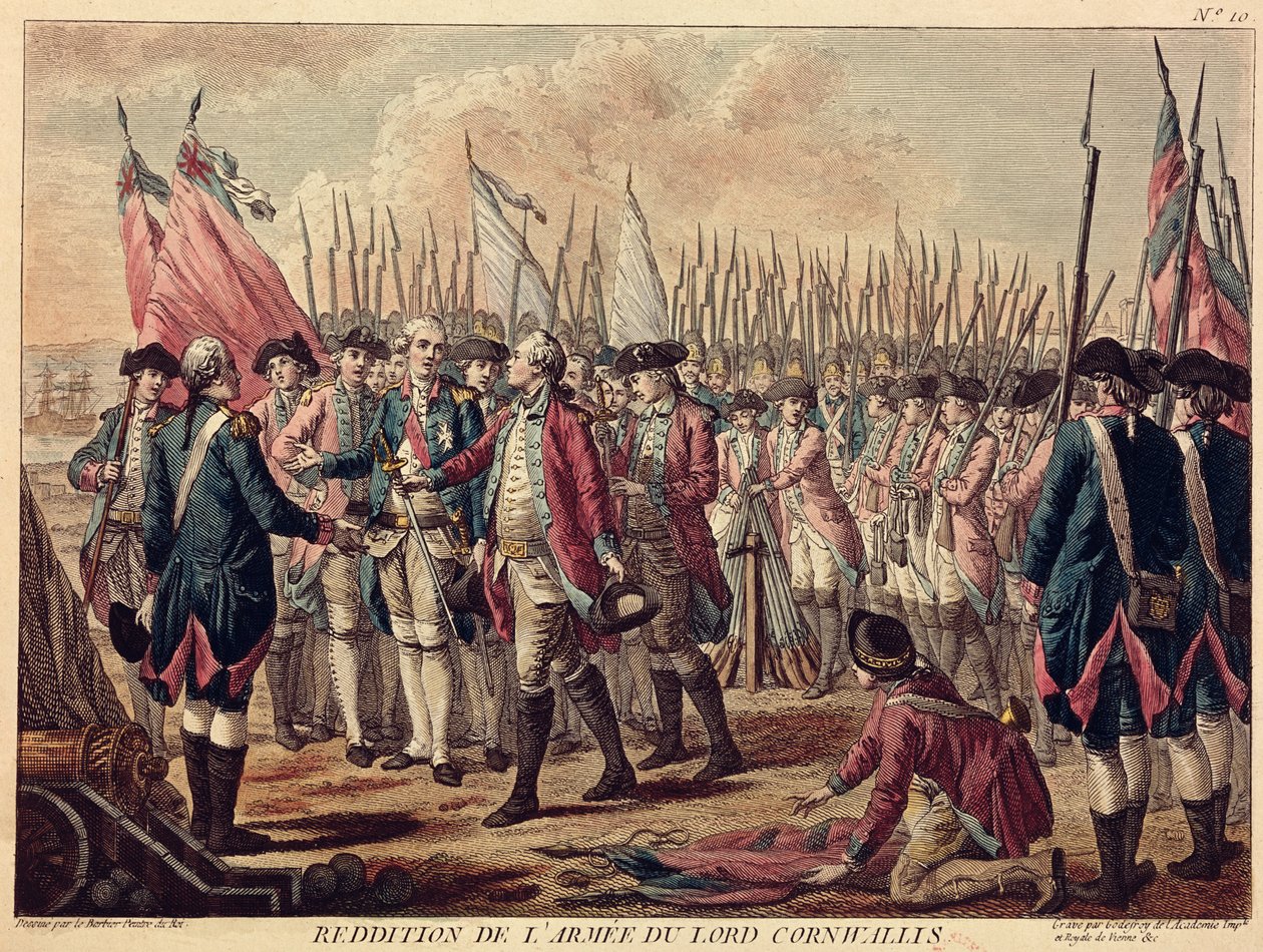 La resa di Yorktown, 17 ottobre 1781 da Jean Jacques Francois Le Barbier