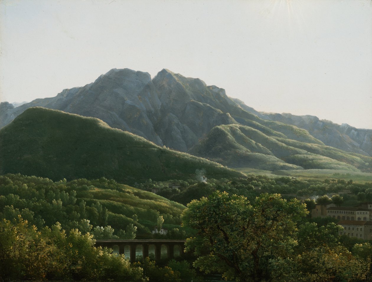 Veduta del ponte e della città di Cava, Regno di Napoli da Jean Joseph Xavier Bidauld