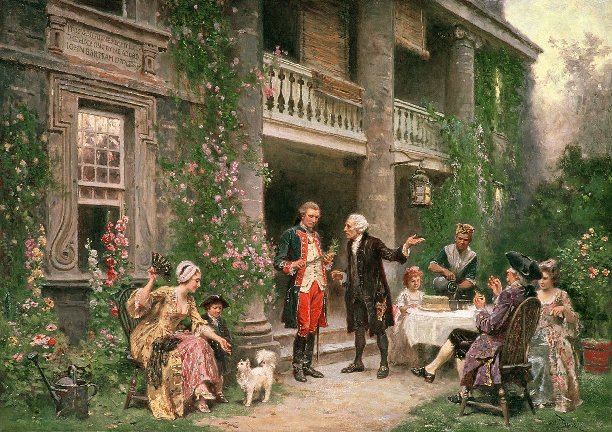 George Washington visita il giardino di Bartram nel 1787 da Jean Leon Gerome Ferris