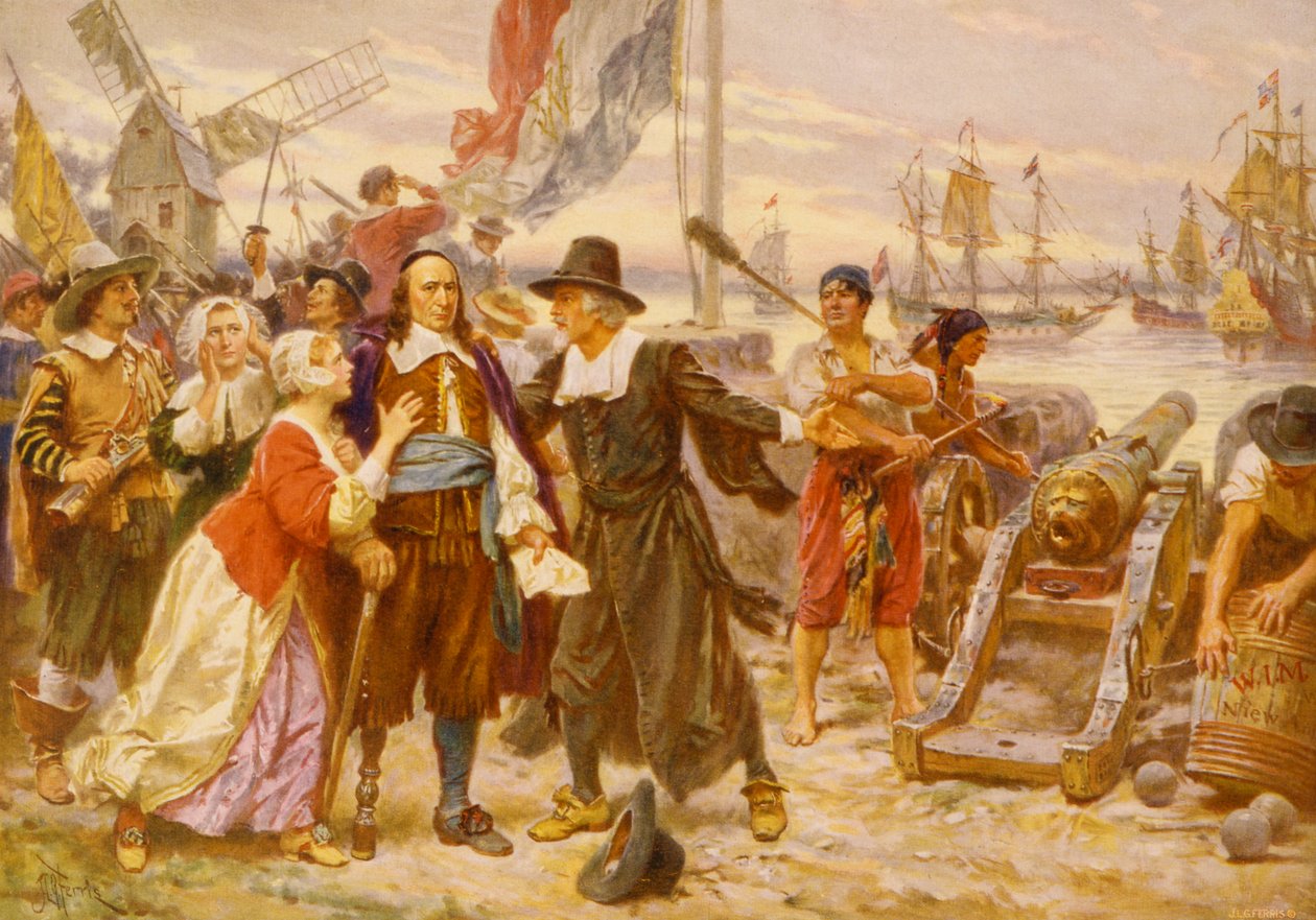 La caduta di Nuova Amsterdam, 1932 (stampa) da Jean Leon Gerome Ferris