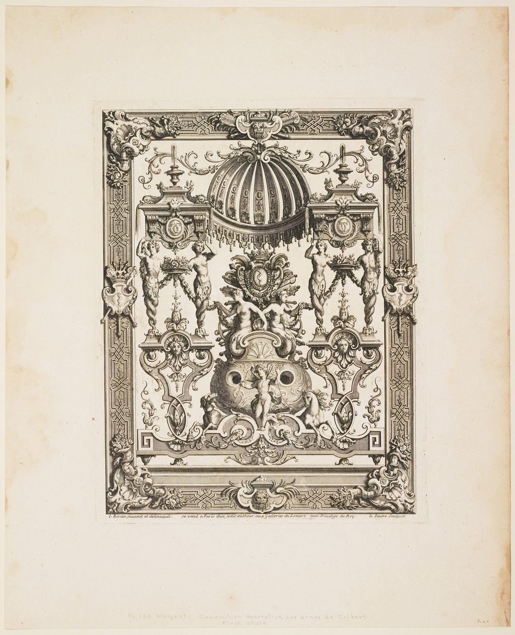 Pannello decorativo n. 190: Armes de Colbert, da Panneaux, c.1670-1680 da Jean Lepautre