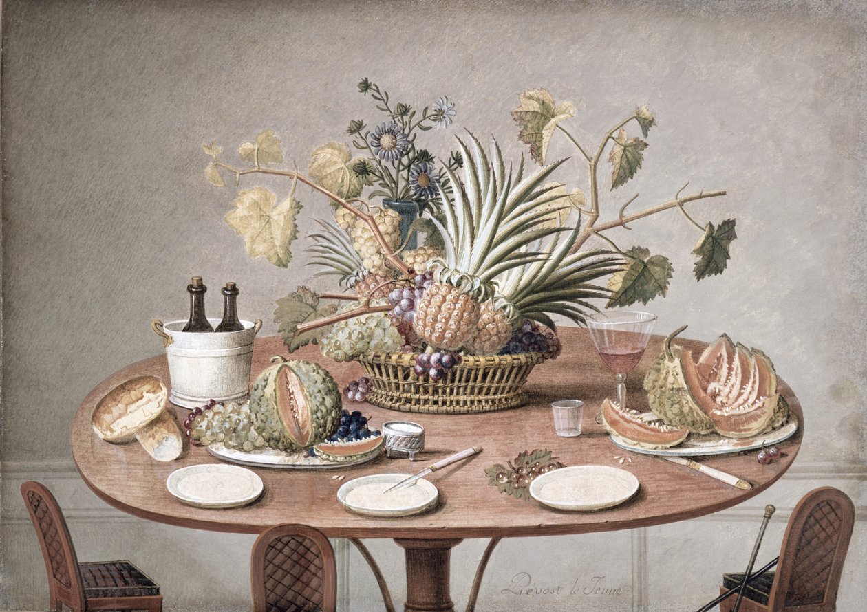 Natura morta di un tavolo con fiori e frutta, c.1810 da Jean Louis Prevost