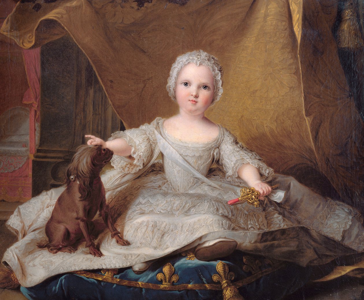 Ritratto di Marie-Zephyrine (1750-55) di Francia con il suo cane, 1751 da Jean Marc Nattier