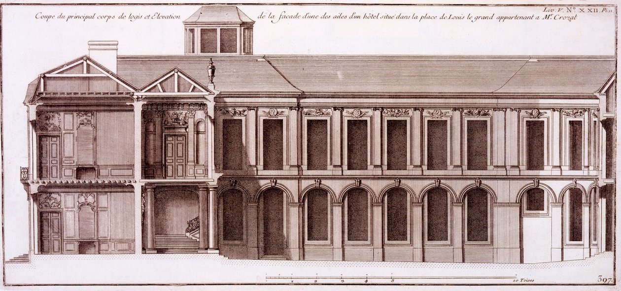 Facciata di parte della casa di Monsieur Crozat, Place Louis le Grand, Parigi, da 