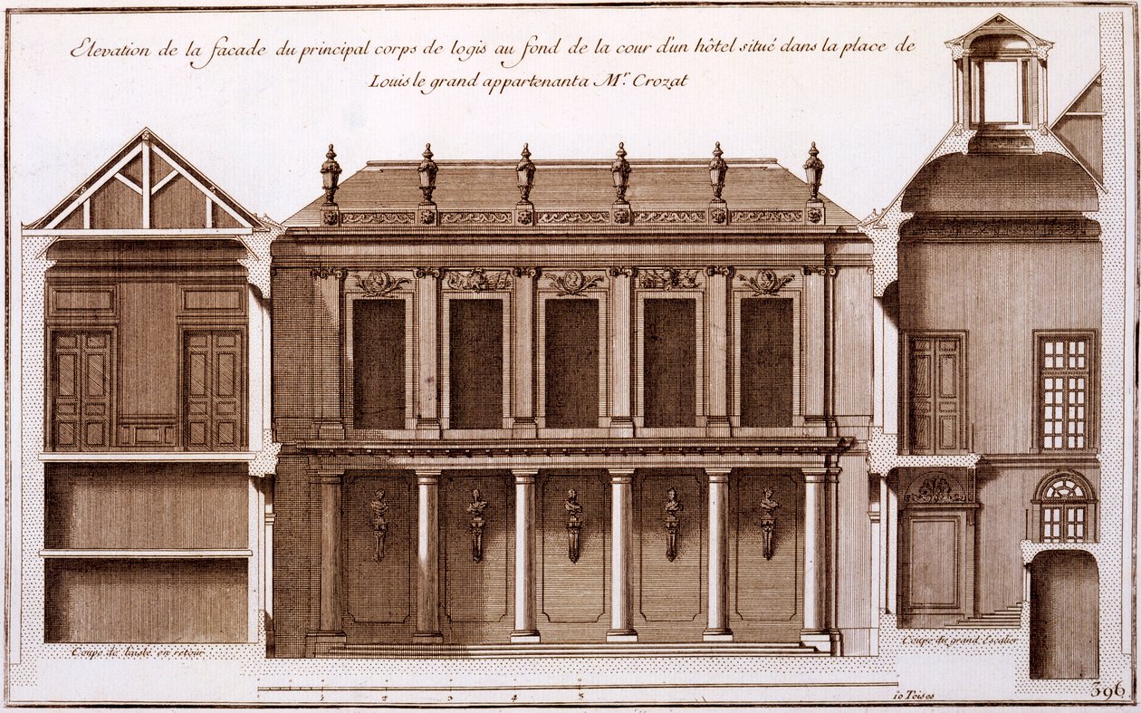 Facciata di parte della casa di Monsieur Crozat, Place Louis le Grand, Parigi, da 