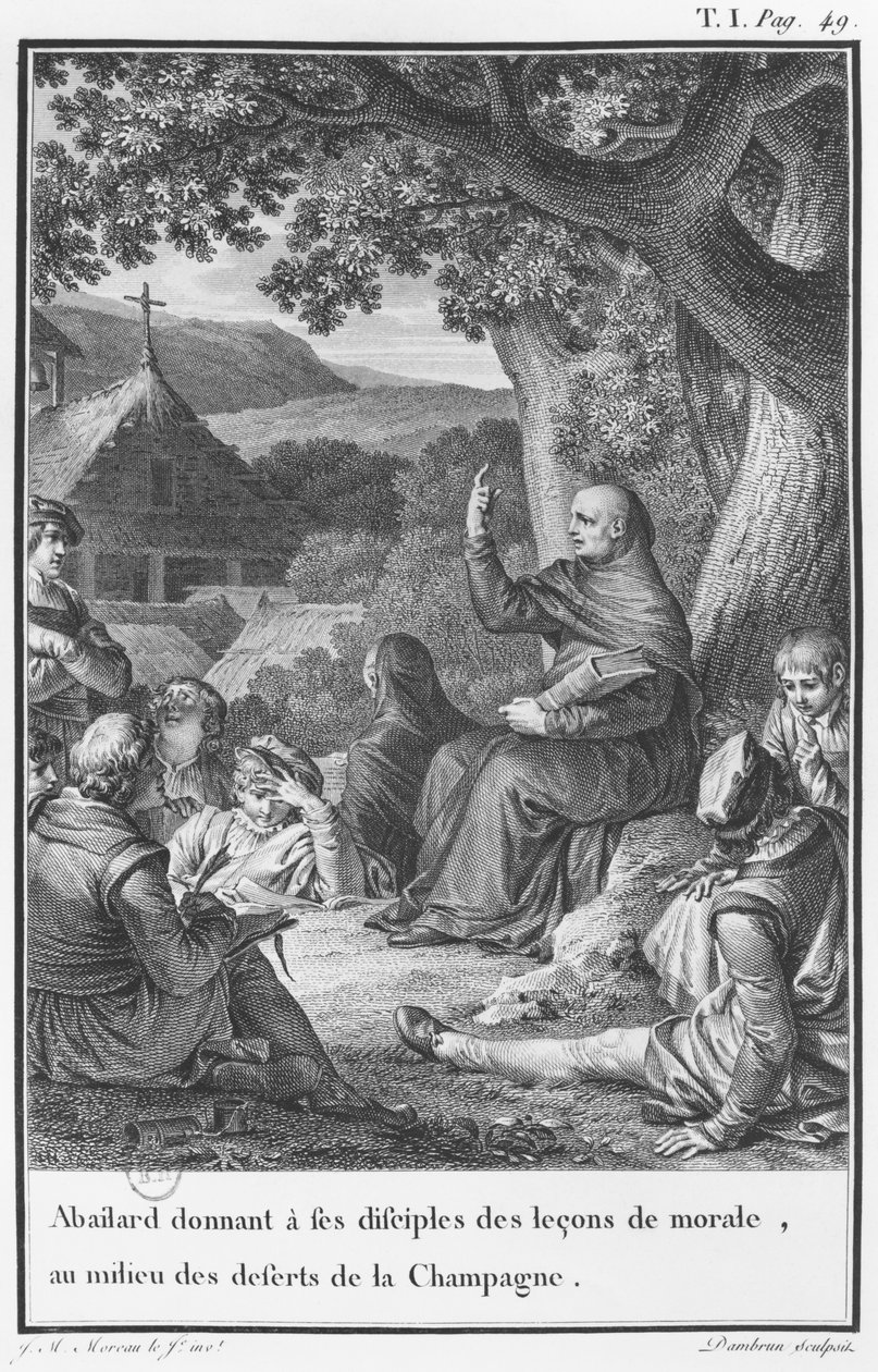 Abelardo che insegna tra i discepoli nella Champagne deserta, illustrazione da 