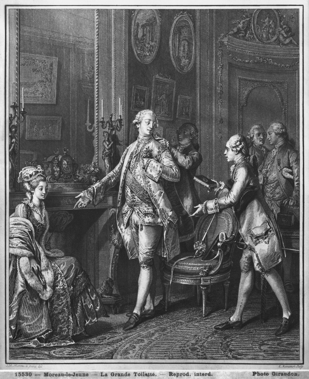 La grande toilette, inciso da Antoine Louis Romanet, c.1777 da Jean Michel the Younger Moreau