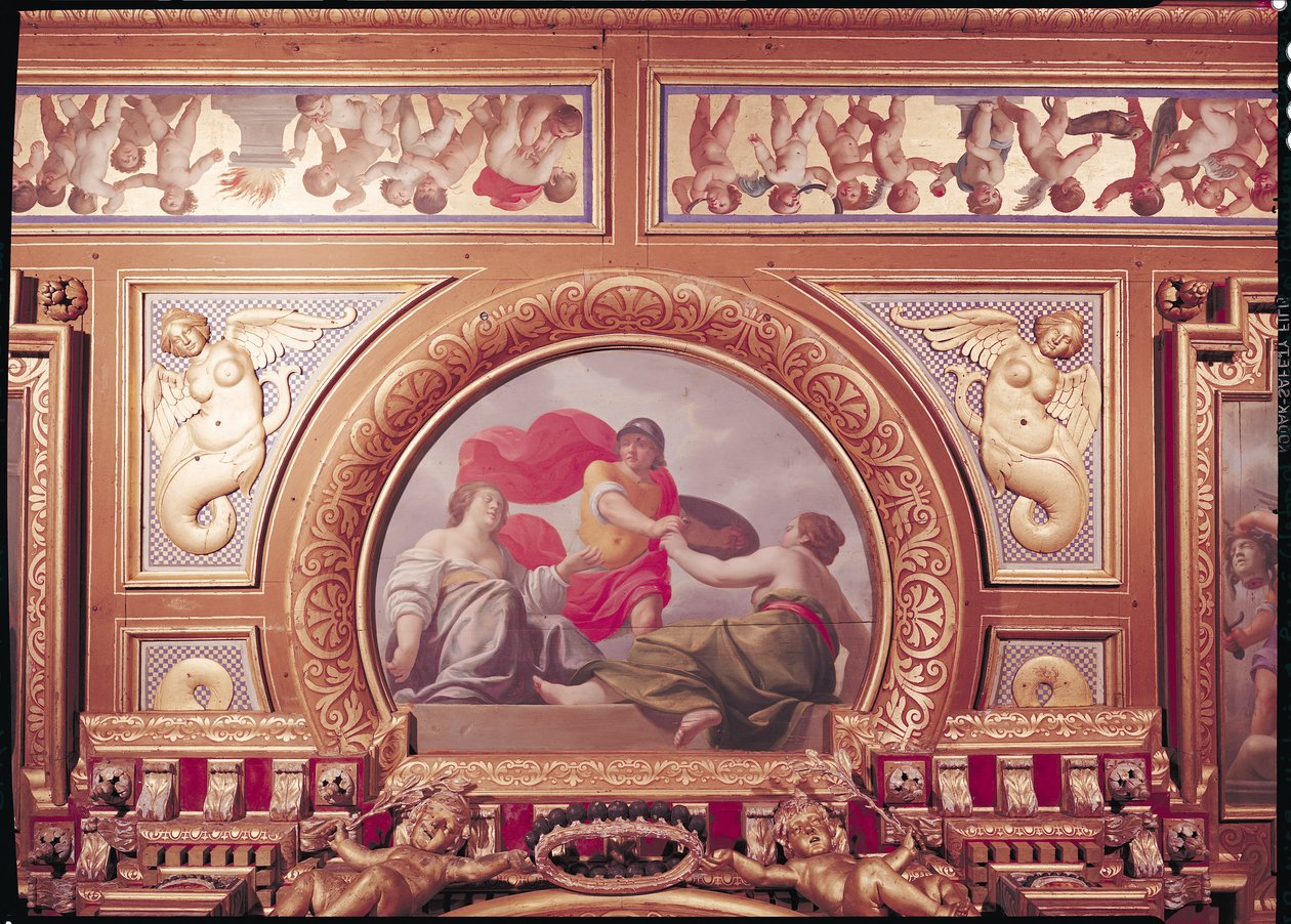 Dettaglio del soffitto che raffigura una scena della storia di Perseo, nella Camera da Letto del Re, c.1634 da Jean Laurent Mosnier